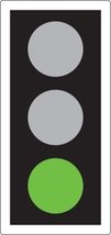 GREEN means you may go on if the way is clear. Take special care if you intend to turn left or right and give way to pedestrians who are crossing