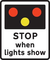 Light signals ahead at level crossing, airfield or bridge