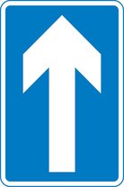 One-way traffic (note- compare circular ‘Ahead only’ sign)