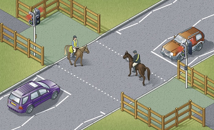 Rule 27- Equestrian crossings are used by horse riders. There is often a parallel crossing